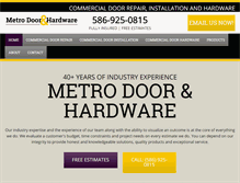 Tablet Screenshot of metrodoorandhardware.net